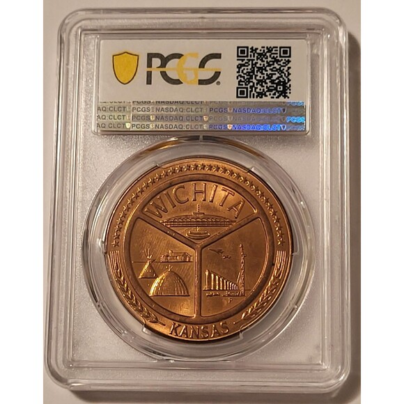 1970 P Wichita Kansas Centennial Bronze Medal D1970-1b MS64 RED PCGS - Picture 2 of 4